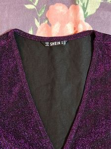 Sparkly Purple Plunge Top Size XS