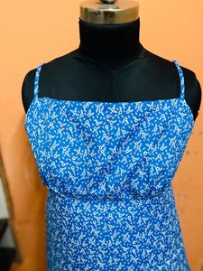 Blue Crepe Dress Xl Size