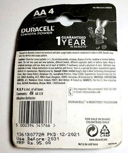 Duracell Chhota Power AA Remote Batteries (4 Pack)