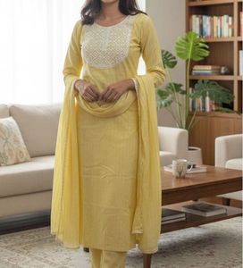 Yellow Embroidered Salwar Kameez Suit