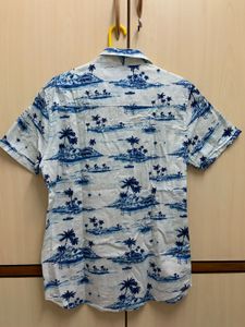 White And Blue Printed Shirt For Men