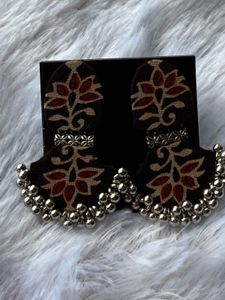 Kalamkari Print Jhumka Earrings