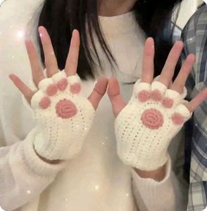 Cute Cat Paw Fingerless Gloves