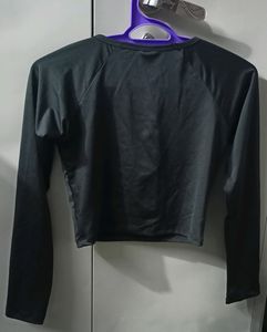 Sexy Black Full Sleeves Crop Top