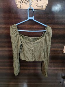 Olive Green Crop Top