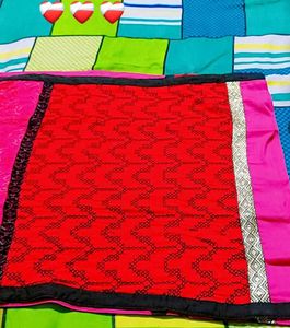 Embroidered Pink &amp; Red Kurti