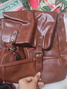 Brown Faux Leather Backpack