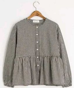 trendy gingham peplum hem women top