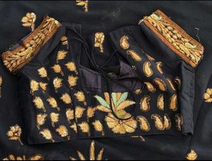 Navy Blue Saree with Exquisite Embroidered Blouse