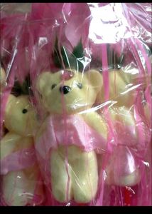Pink Rose Teddy Bear Pack Of 12