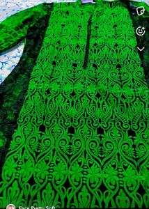 A Line Green Black Kurta