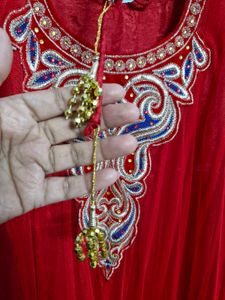 Red Anarkali Suit Set With Dupatta