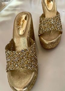 Golden Bridal Wedges