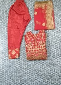 Stiched Gown Frock With Paint And Duppata