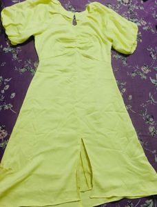 Lime Puff Sleeve Mini Dress