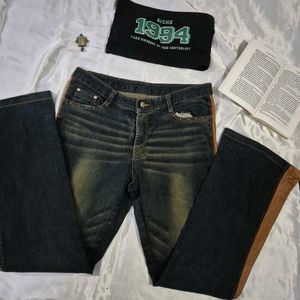Bootcut Y2K Denim With Leather Sides