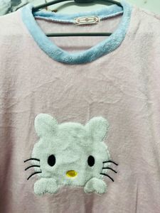 Cute Pink Plush Pajama Set