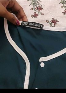 Zara Crop Button Ribbed Top
