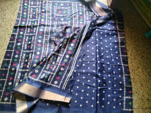New Blue Saree With Blouse