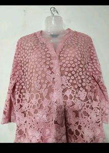 MAX Pink Sheer Top With Attached Camisole