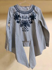 Striped Embroidered Blouse