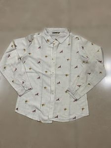 Bird Print Button-Down Shirt