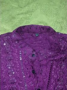 Purple Embroidered Kurta