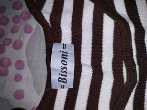 New Brown and white ribbed crop top
