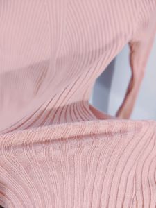 Pink Ribbed Highneck Top