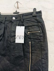 Zara Black Faux Leather Mini Skirt