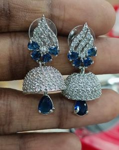 Blue & Silver Jhumka Earrings