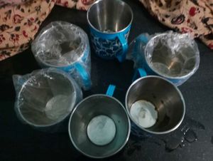 Set of 6 Printed Steel Cups