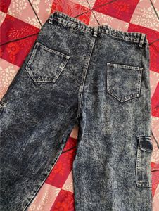 Acid Wash Cargo Jeans