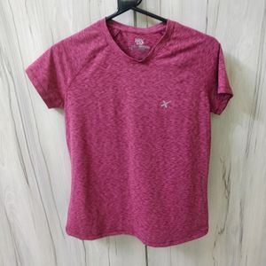 HRX Women Maroon Solid Rapid Dry Running T Shirt