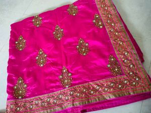 Pink Embroidered Saree