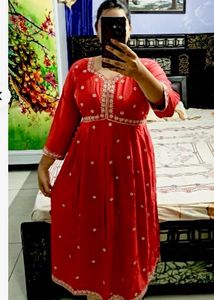 combo knitted top and red festive kurta