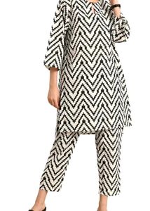 Black And White Kurta Set
