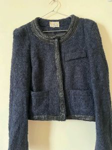 Navy Blue Tweed Jacket