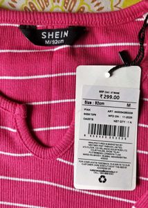 Pink Striped Crop Top