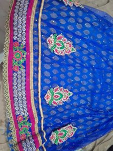 Blue Embroidered Lehenga Skirt