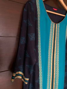 Elegant Navy Blue &amp; Firozi Kurta from (W)16