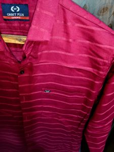 Maroon Striped Casual Shirt
