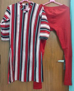 Woollen Red Kurta Set