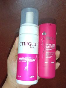 ethiglo lightening serum and facewash comb