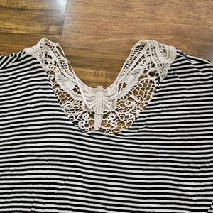 Striped Lace Back Top