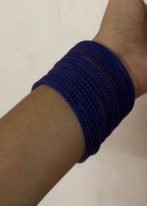 Blue Metal Bangles (Set of 12)