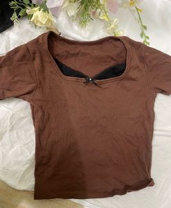 Brown Korean Crop Top