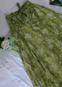 Olive Organza Silk Skirt