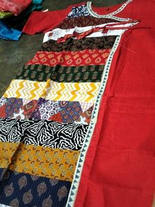 Red Patchwork Tunic Dress