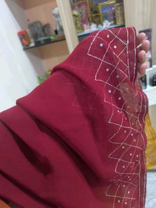 See through maroon georgette Suit
